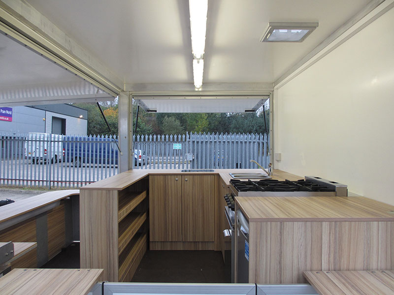 serving area counter small food sampling trailer